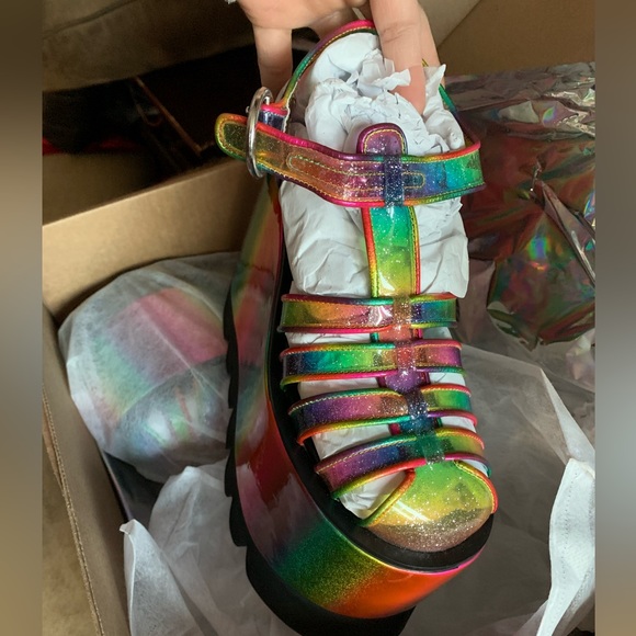 NEW Dolls Kill x Club Exx Fantastic Hues Platform Sandals Size US 7 - Picture 6 of 10